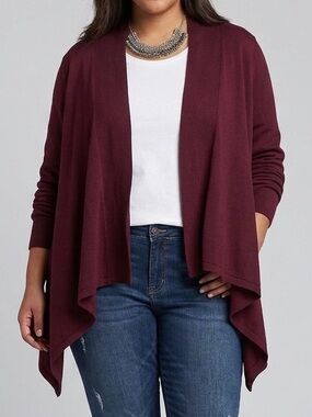 😍SHOW SPECIAL PENMANS Purple Long Front Open Knit Cardigan 1X